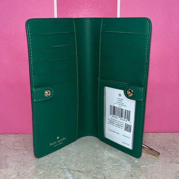 ♠️kate spade Harvest Time Printed Large Slim Bifold Wallet, Cream Multi NWT - Picture 8 of 12